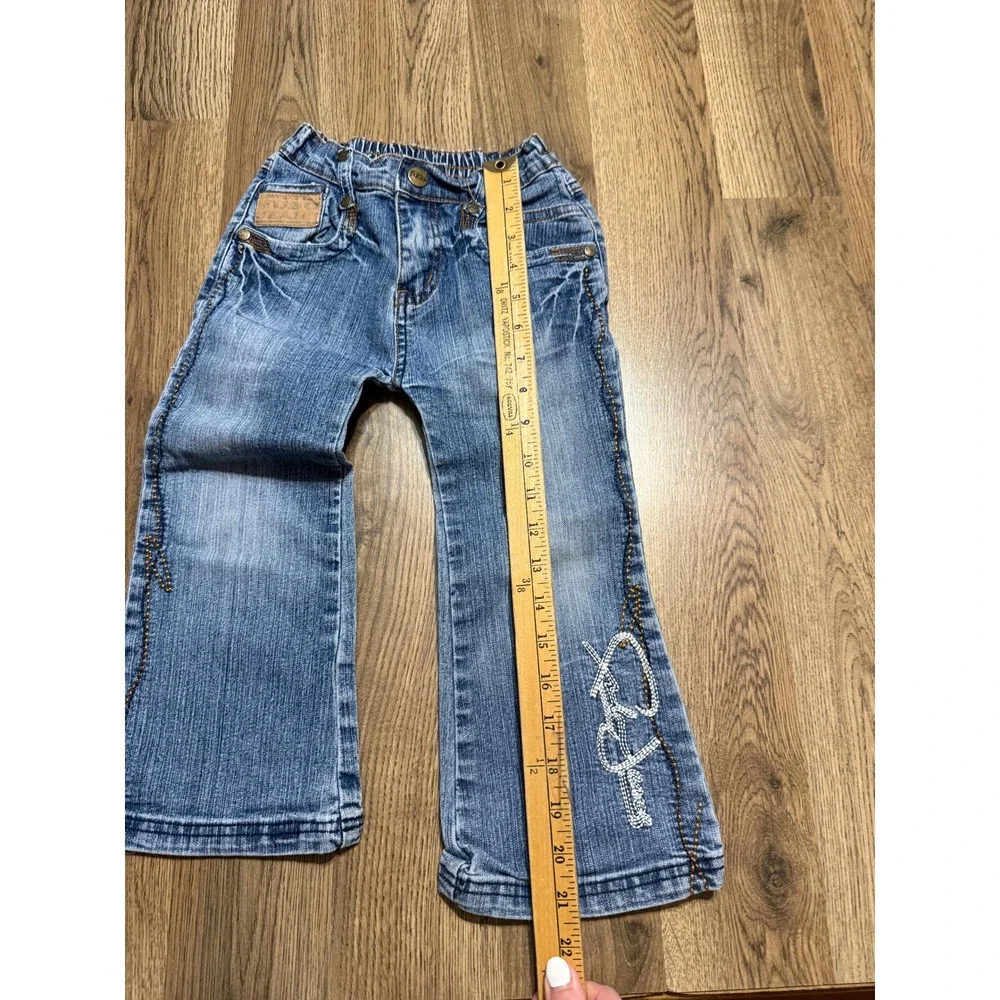 FUBU Jeans Girl Size 4T Blue Denim Flare The Collection Rhinestone Logo